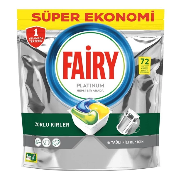 قرص ماشین ظرفشویی فایری پلاتینیوم Platinum بسته 72 عددی