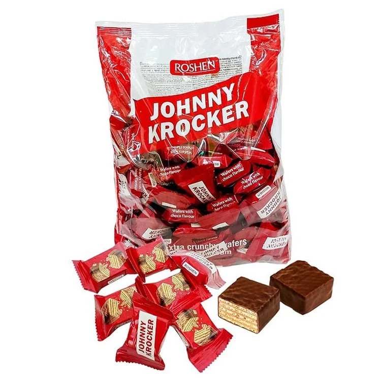 ویفر جانی کراکر روشن Roshen Johnny Krocker مدل شکلاتی ( بسته یک کیلویی )