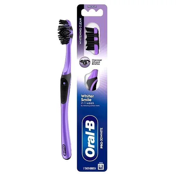 مسواک اورال بی اروپایی Oral-B Pro-3D مدل Whitening Clean با برسهای حاوی ذغال فعال