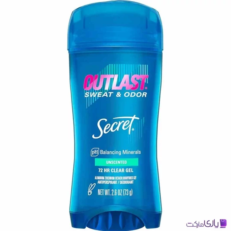 مام ژله ای ضد تعریق زنانه سکرت مدل Outlast با خاصیت متعادلکننده pH بدون رایحه Unscented حجم 73 گرم