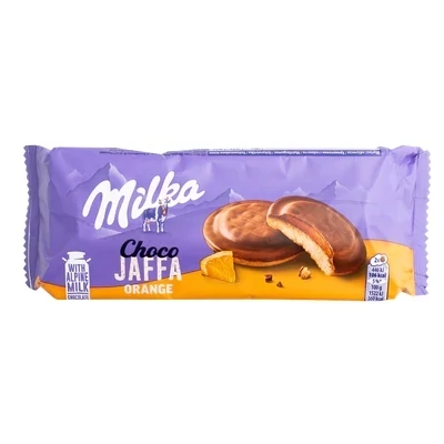 کیک شکلاتی اسفنجی میلکا مدل Jaffa با مغز ژله پرتقال و روکش شکلات شیری حجم 147 گرم