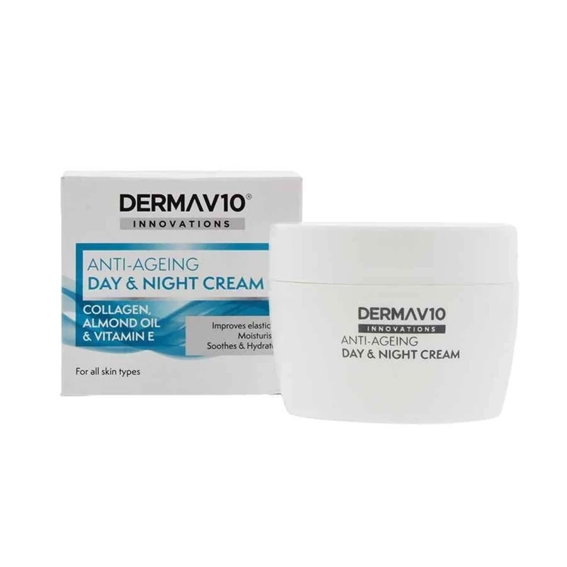 کرم روز شب درماویتن Derma V10 حاوی کلاژن مناسب انواع پوست ها 50 میل
