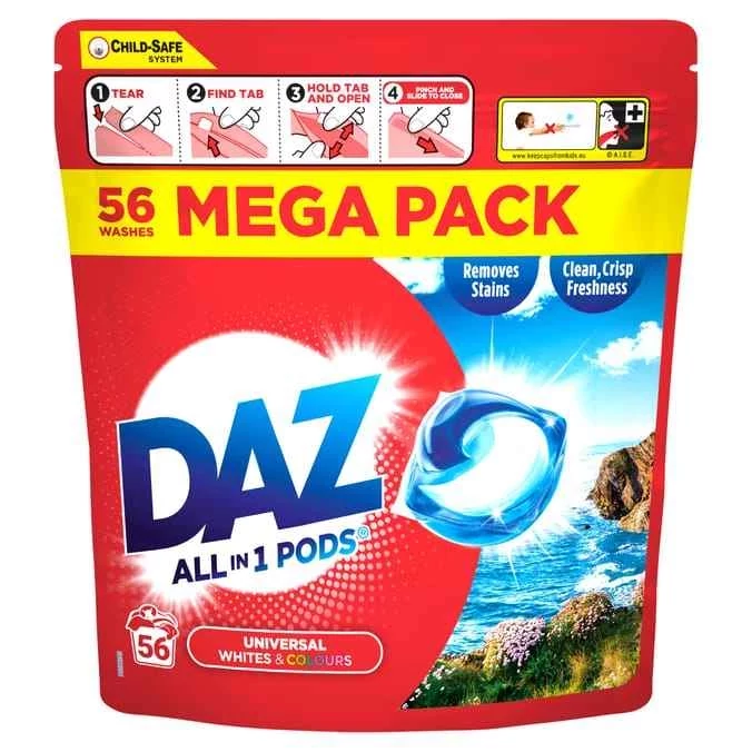قرص ماشین لباسشویی داز DAZ مدل All in 1 PODS با رایحه دریایی بسته 56 عددی