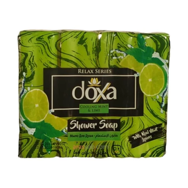 صابون حمام دوکسا doxa حاوی عصاره لیمو ترش و نعنا بسته 4 عددی