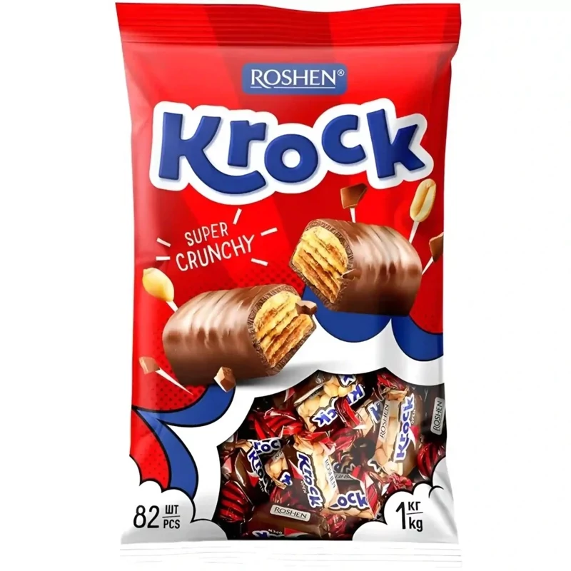 شکلات روشن کراک با مغز کرم بادام زمینی Roshen Krock بسته 1 کیلویی