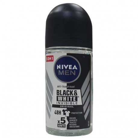رول ضد تعریق مردانه نیوآ مدل Black & White invisible original حجم 50 میل اروپایی