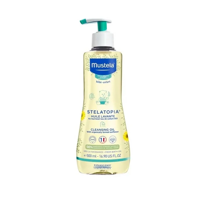 روغن پاککننده (شوینده) ماستلا Mustela Stelatopia حاوی آفتابگردان ارگانیک حجم 500 میل