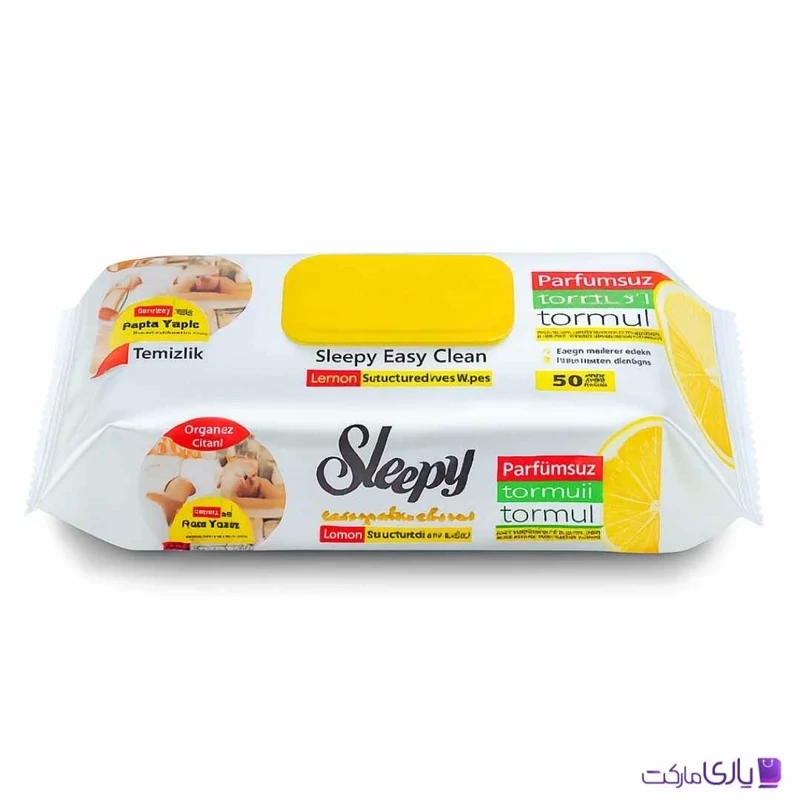 دستمال مرطوب اسلیپی Sleepy مخصوص سطوح آشپزخانه حاوی روغن لیمو بسته 50 عددی