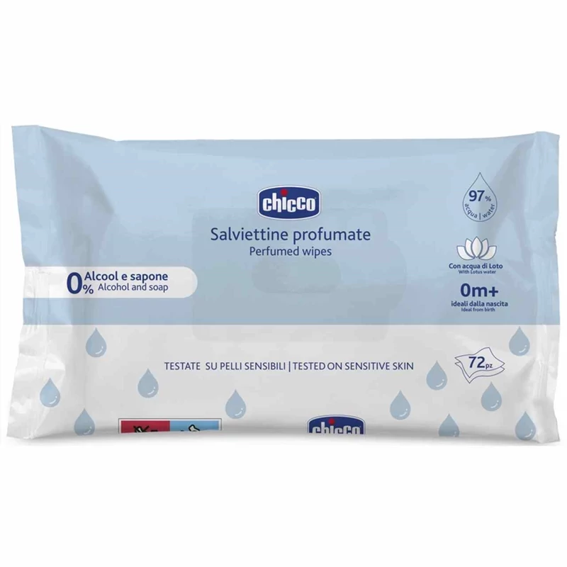 دستمال مرطوب چیکو 97% آب مدل salviettine profumate تعداد 72عددی