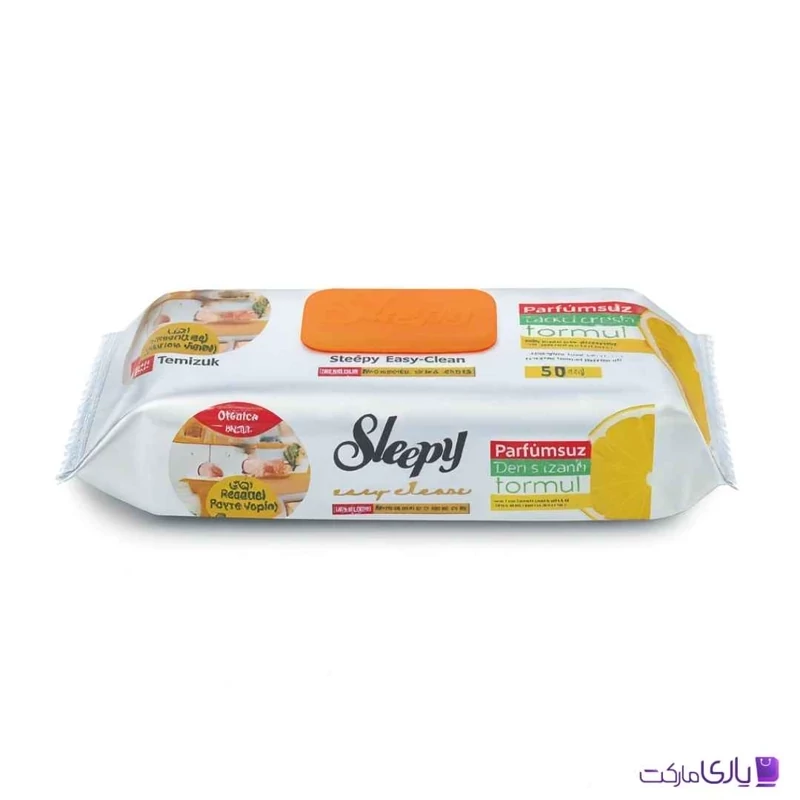 دستمال مرطوب اسلیپی Sleepy مخصوص سطوح آشپزخانه حاوی روغن پرتقال بسته 50 عددی