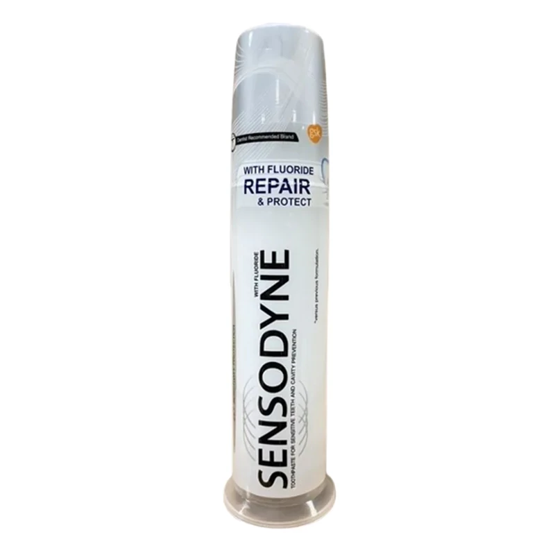 خمیر دندان پمپی سنسوداین مدل REPAIR & PROTECT مناسب دندانهای حساس و پیشگیری از پوسیدگی حجم 100 میل