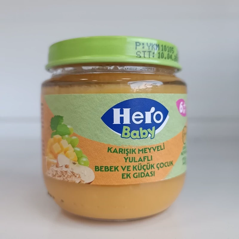 پوره مخلوط چند میوه با جو دوسر بدون شکر افزوده 120 گرمی هرو بیبی Hero Baby