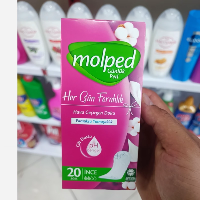 پد روزانه پنبه ای مولپد molped سایز کوچک 20 عددی