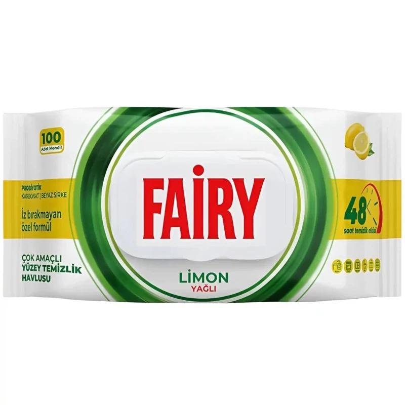 دستمال مرطوب چند منظوره سطوح فایری با رایحه لیمویی  Limon بسته 100 عددی
