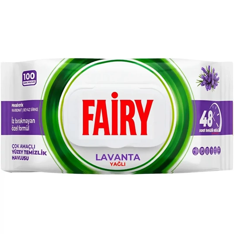 دستمال مرطوب چند منظوره سطوح فایری حاوی روغن اسطوخودوس  Lavanta بسته 100 عددی