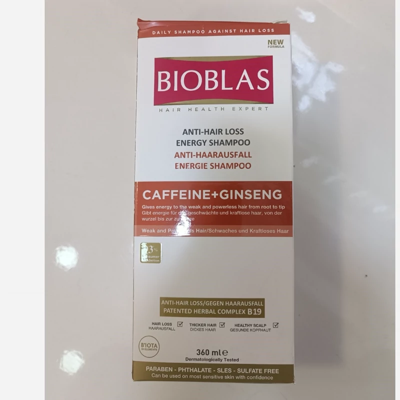 شامپو بدون سولفات کافئین بیوبلاس انرژی بخش و ضدریزش و تقویت کننده Bioblas مناسب انواع مو حجم 360 گرم