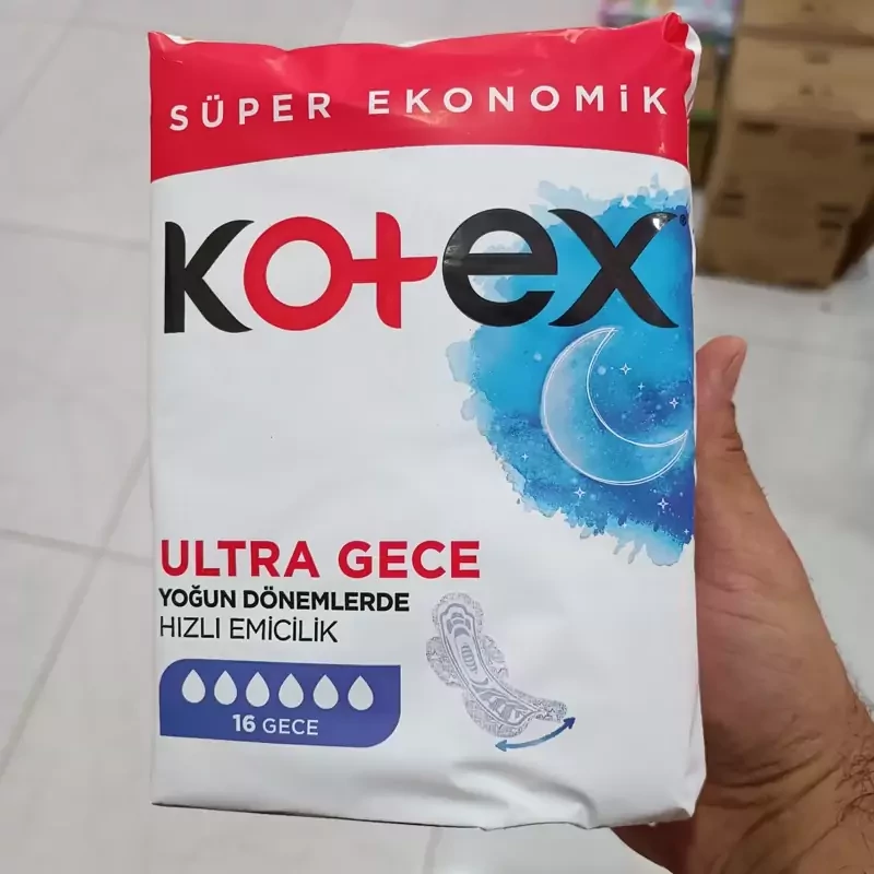 نوار بهداشتی kotex ویژه شب مدل ULTRA تعداد 16 عدد