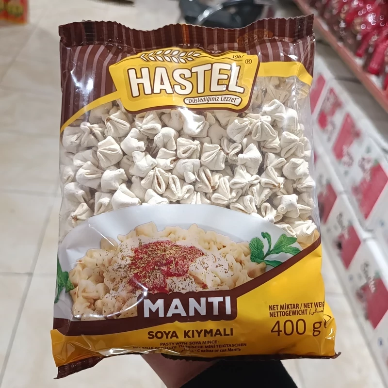 مانتی هاستل حاوی گوشت چرخ کرده و سویا وزن 400 گرم