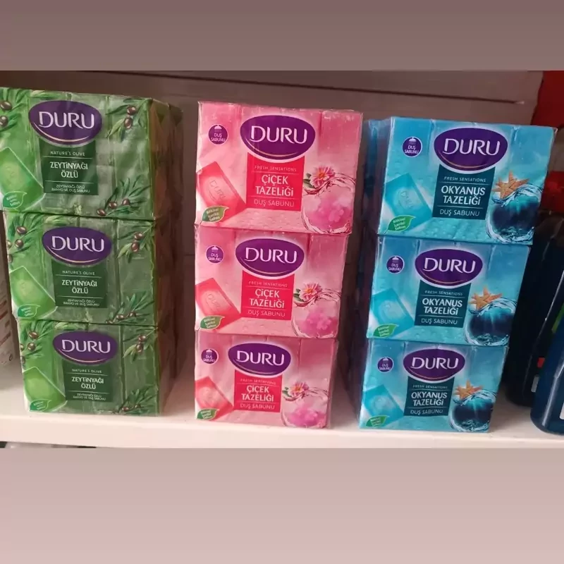 صابون دورو  Duru اصل ترکیه دارای 3رایحه بسته 4عددی وزن 600گرم