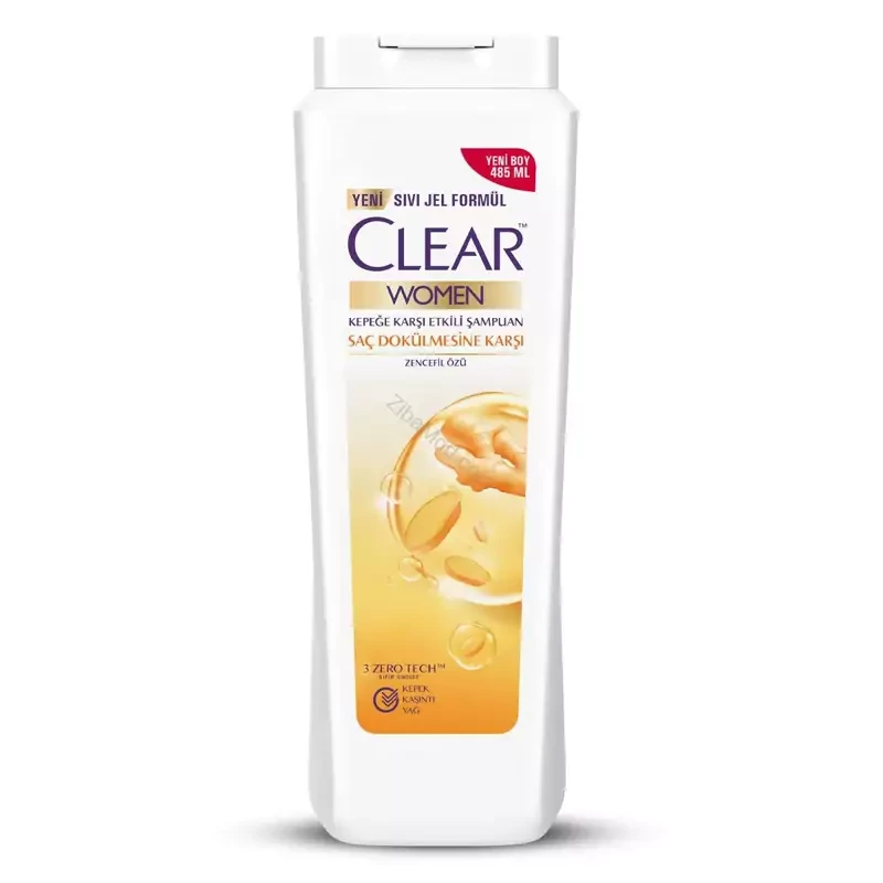 شامپو ضد شوره و ضد ریزش زنانه کلیر CLEAR حاوی عصاره زنجبیل حجم 485 میل