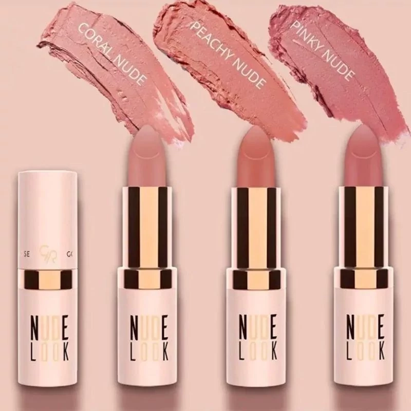 رژ لب جامد مات گلدن رز مدل Nude Look کد 03