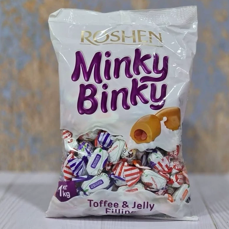 تافی میوه ای مینکی بینکی روشن Roshen Minky Binky وزن یک کیلو