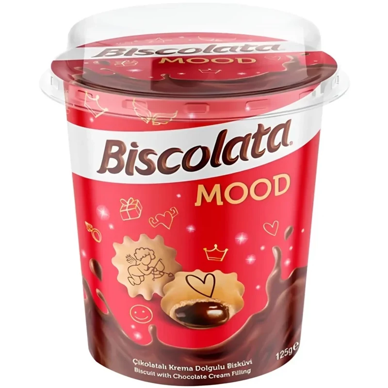 بیسکویت لیوانی بیسکولاتا با مغز کرم شکلاتی Biscolata Mood وزن 125 گرم