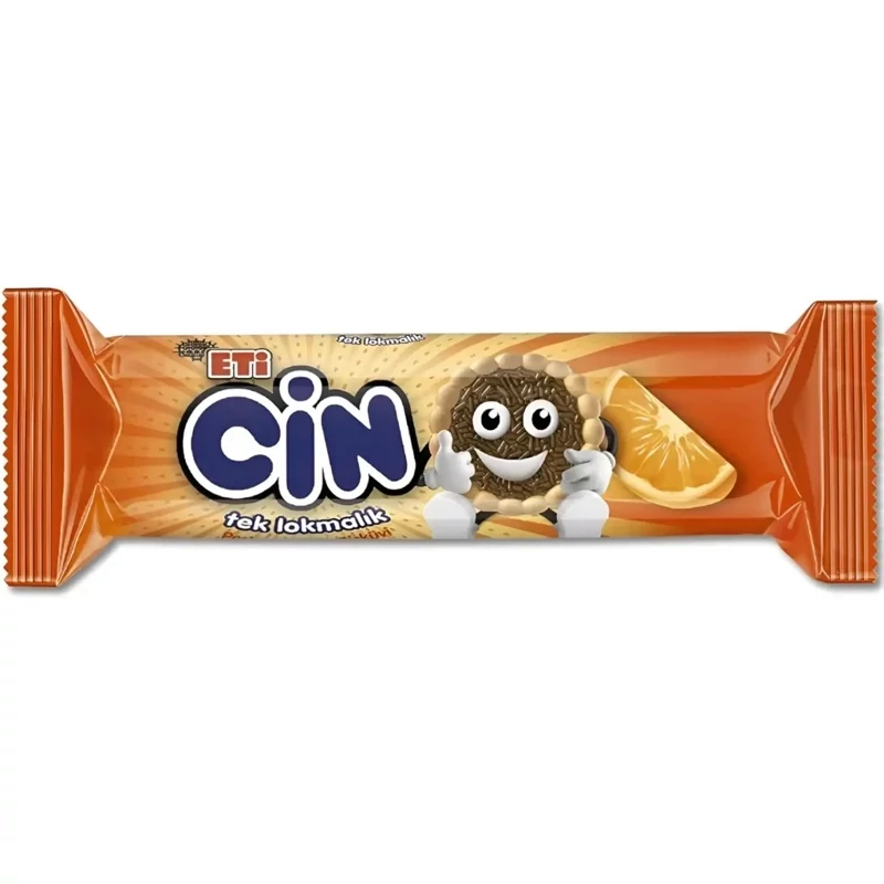 بیسکویت اتی جین با مغز کرم پرتقالی Eti Cin وزن 114 گرم