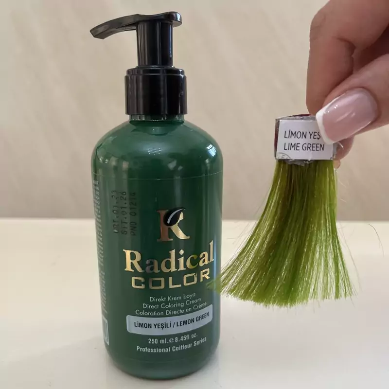 شامپو رنگ مو سبز لیمویی Lime Green رادیکال کالر حجم 250 میلی لیتر.