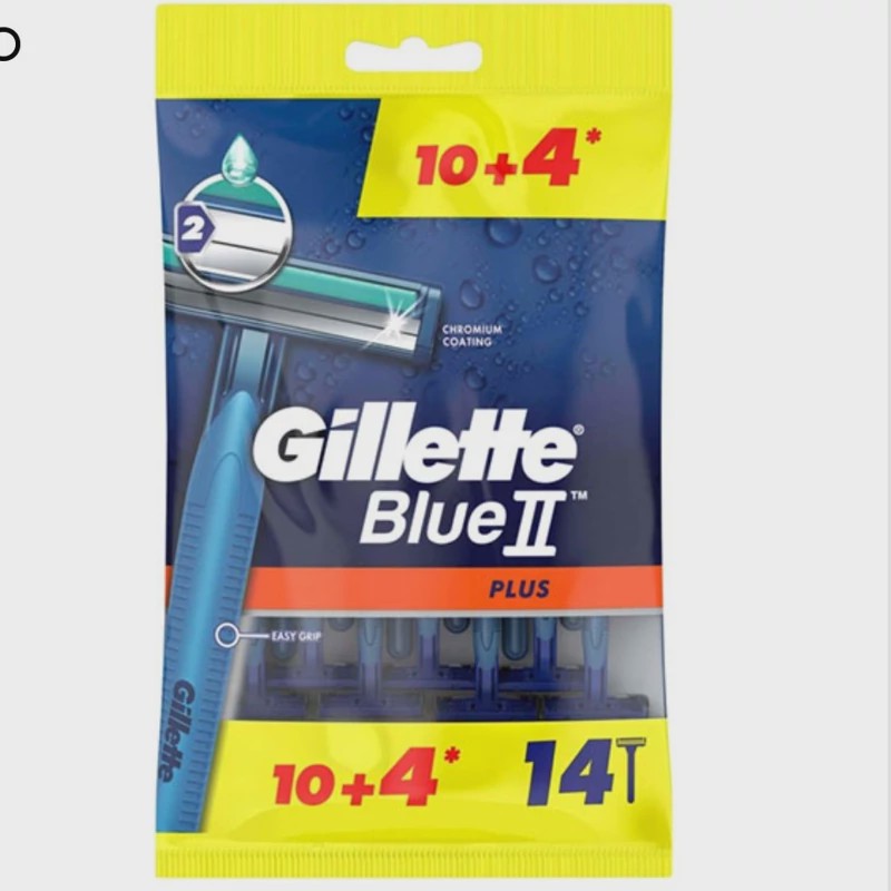 خودتراش 2 تیغ ژیلت اصلی مدل Blue 2 Plus بسته 14 عددی