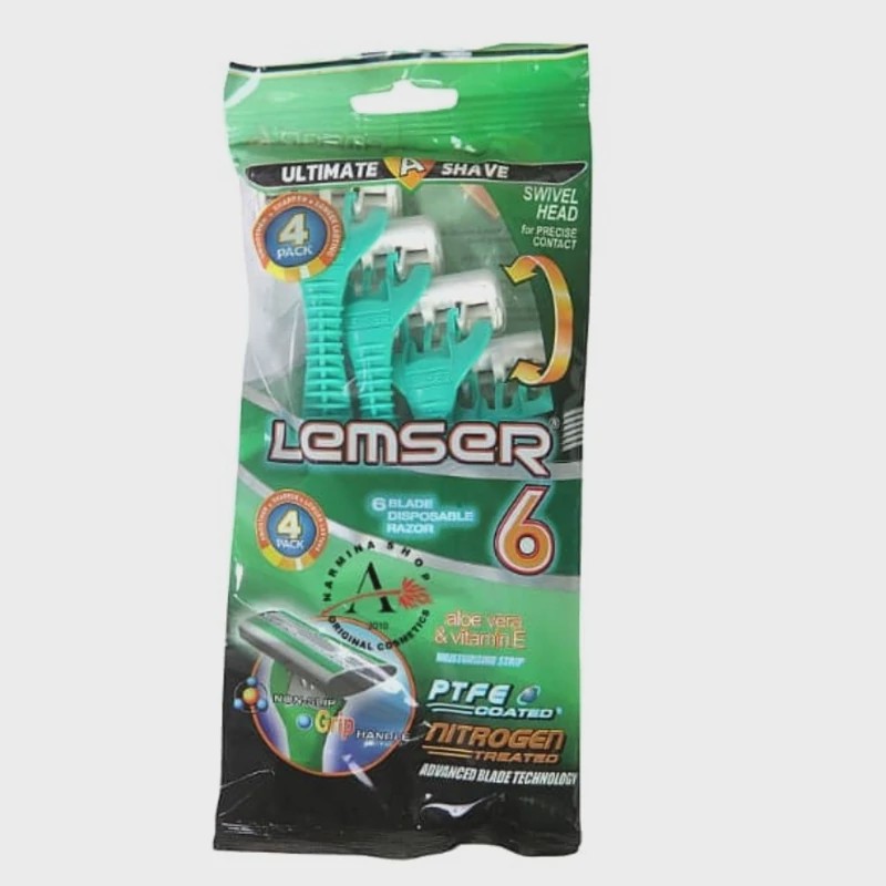 خودتراش لمسر شیش لبه صابوندار 4 تایی LAMSER