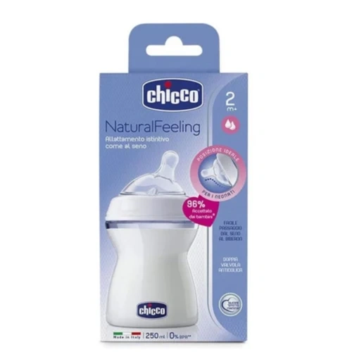 شیشه شیر چیکو نچرال فیلینگ ( شبیه سینه مادر) از 2 ماهگی حجم 250 میل