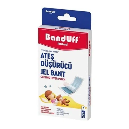 چسب کاهش دهنده تب کودکان بندوف Banduff مدل Ates Dusurucu Jel Bant بسته 3 عددی