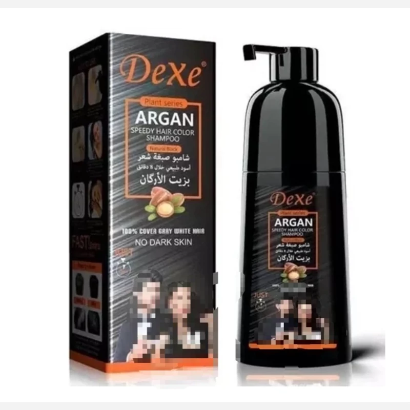 شامپو رنگ مو مشکی طبیعی در 8 دقیقه با روغن آرگان مراکش برند دکس DEXE
