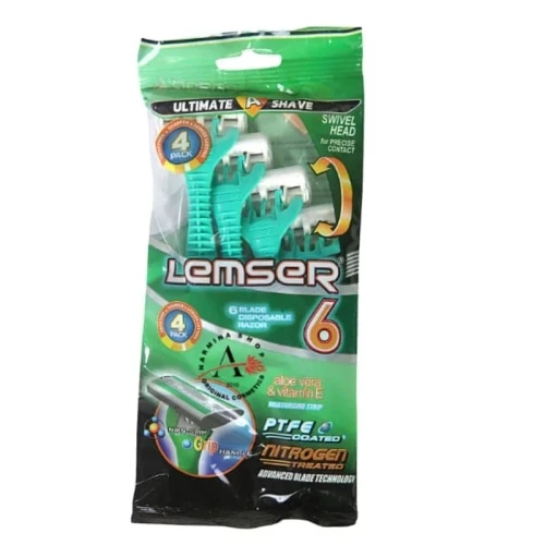 خودتراش لمسر شیش لبه صابوندار 4تایی LAMSER