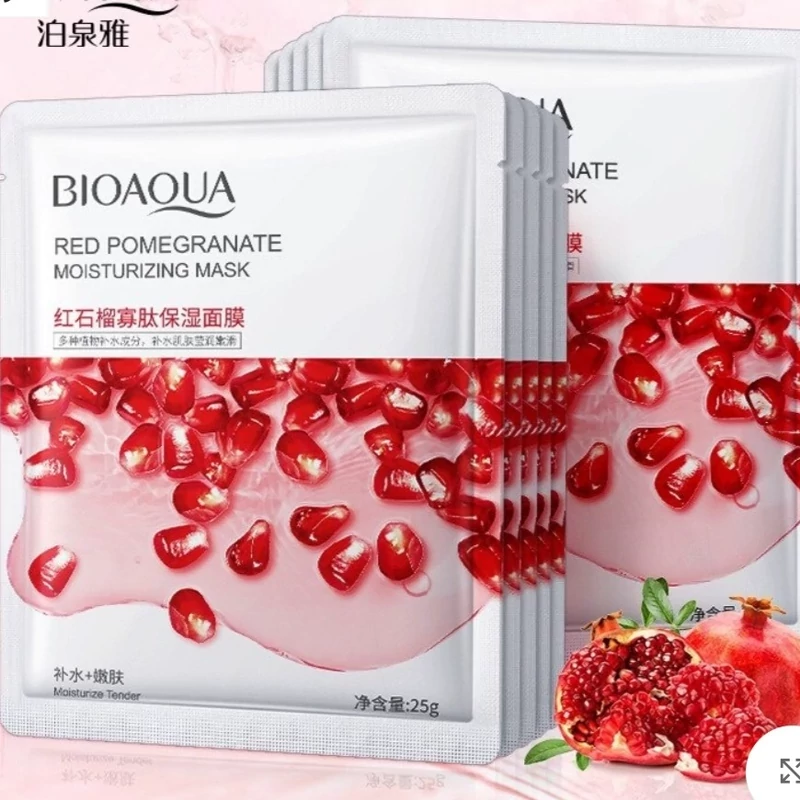 ماسک صورت ورقه ای انار بیوآکوا 25 گرمی Bioaqua Red Pomegranate Moisturizing Mask 25g