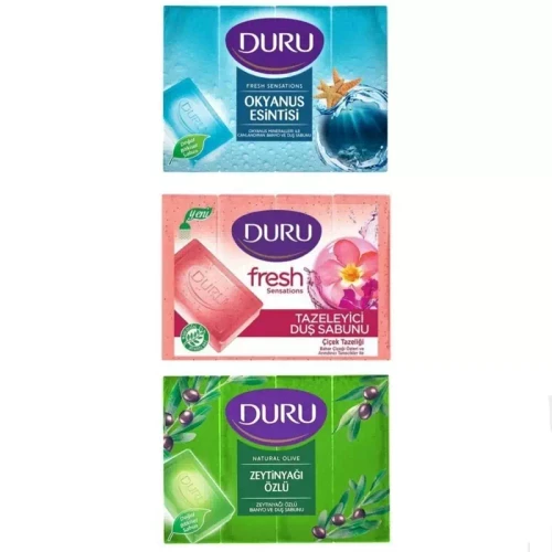 صابون 600 گرمی برای صورت و بدن بسته 4 عددی مدل های مختلف دورو Duru ساخت ترکیه