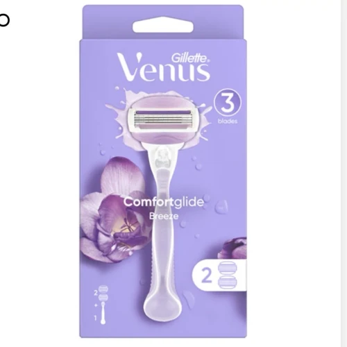 خودتراش زنانه 3 تیغ ژیلت ونوس لهستان مدل Comfortglide Breeze به همراه دو تیغ یدک