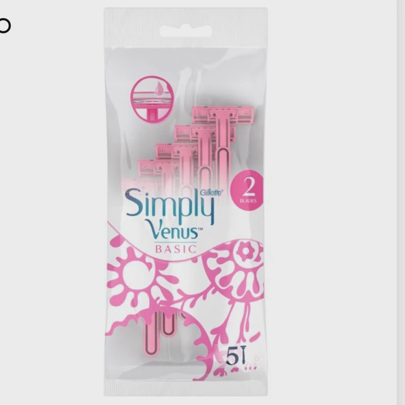 خودتراش 2 تیغ ژیلت ونوس مدل Simply Venus Basic بسته 5 عددی
