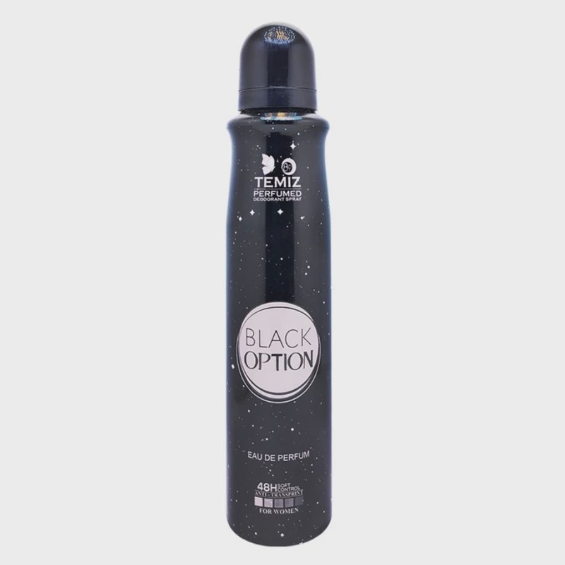 اسپری دئودورانت ضدتعریق تمیز پرفیوم مدل Black Option حجم 200 میلی لیتر