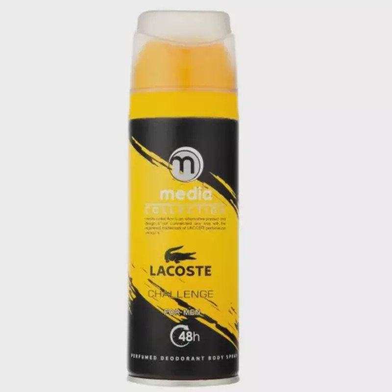 اسپری بدن مدیا 200میل رایحه لاگوست چالینگ lacoste challenge
