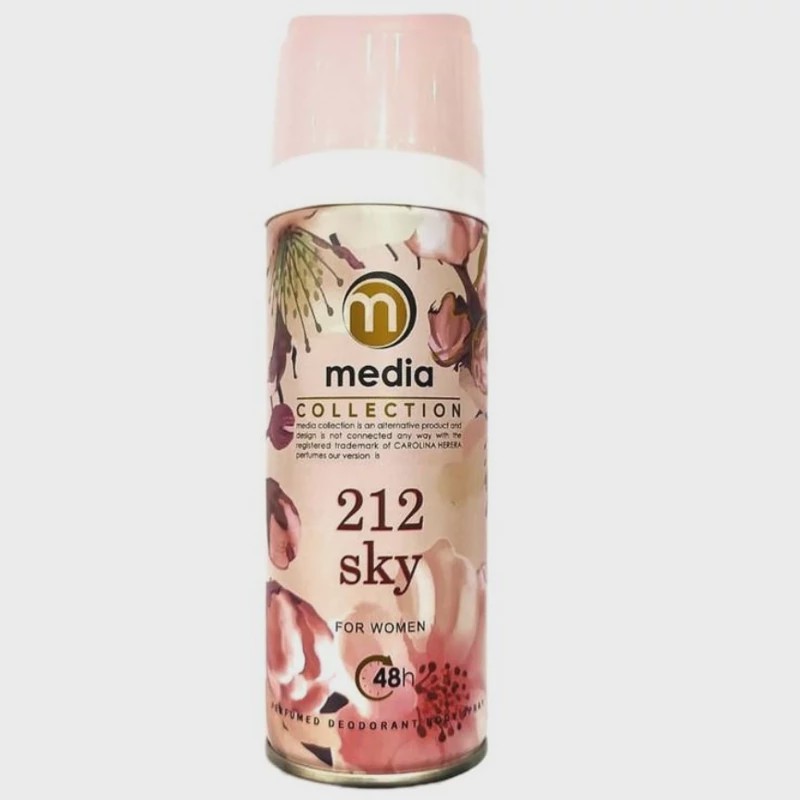 اسپری بدن زنانه sky 212 مدیا media حجم 200 میل Media Body Spray 212 Sky For Women 200ml