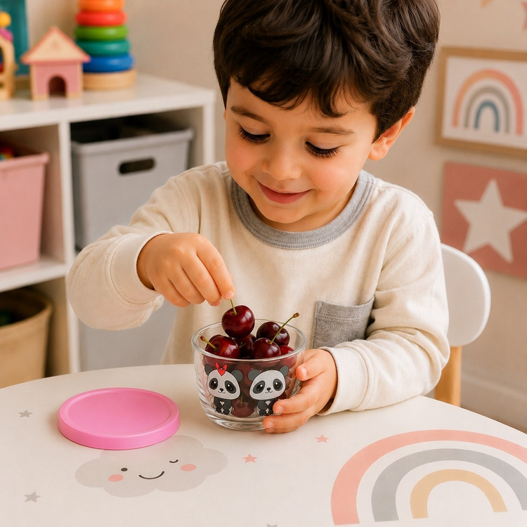 ظرف شیشه ای تنقلات خوری ظرف غذا شیشه ای عروسکی